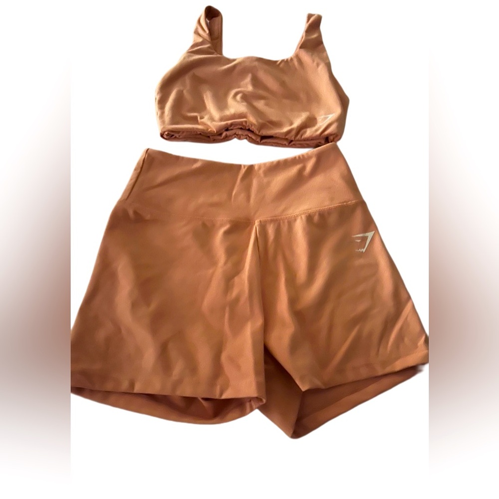Gymshark Coral workout shorts and top athletic set